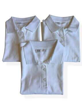 Gap Kids Girls White School Uniform Polo Shirts Size M 8 Lot of 3 One NWT